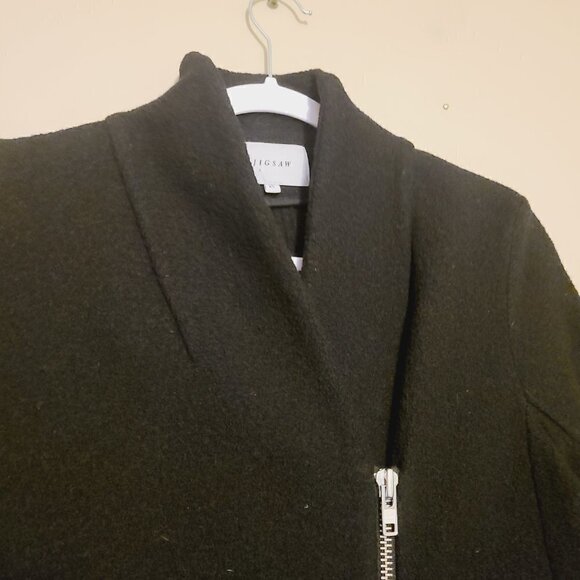 Jigsaw | Women's Black 100% Wool Diagonal Zip Jacket (Size XS) - Picture 3 of 14